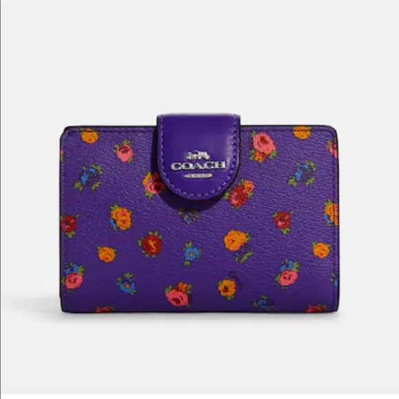 New - Medium Corner Zip Wallet With Mini Vintage Rose Print - Picture 1 of 3